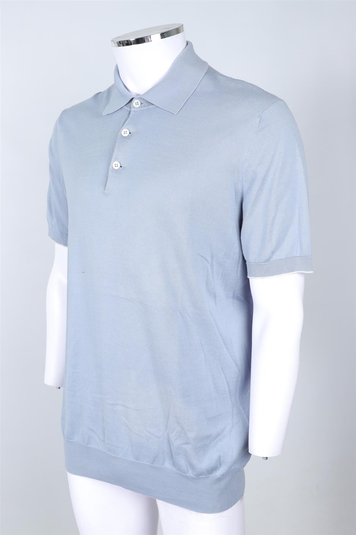 BRUNELLO CUCINELLI BLUE MEN'S COTTON POLO SHIRT IT 54 UK 44