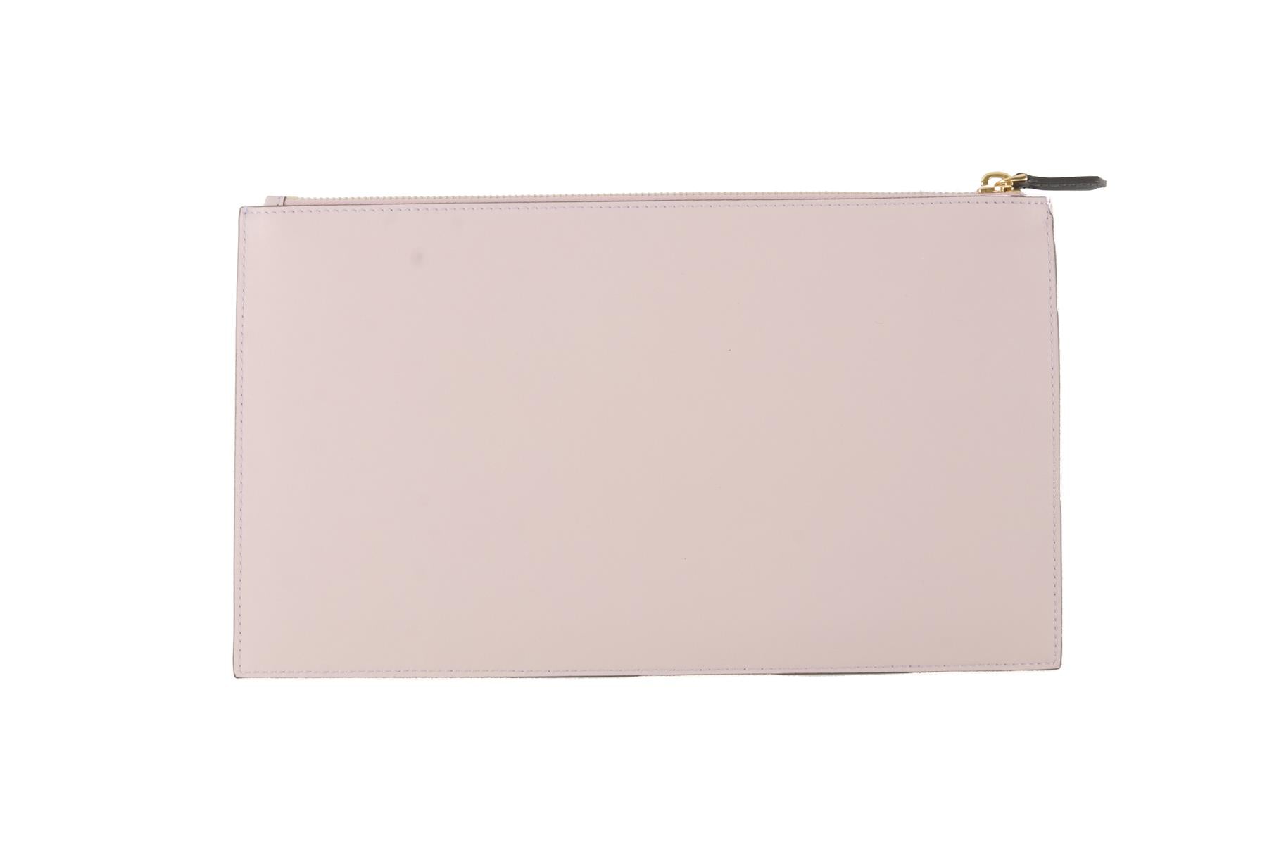 FENDI PINK 2025 FLAT POUCH MEDIUM LEATHER CLUTCH