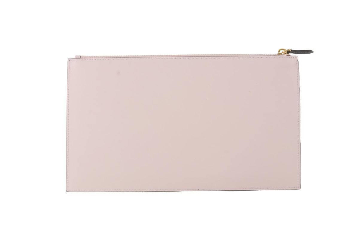 FENDI PINK 2025 FLAT POUCH MEDIUM LEATHER CLUTCH