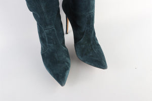 CASADEI BLUE SUEDE OVER THE KNEE BOOTS