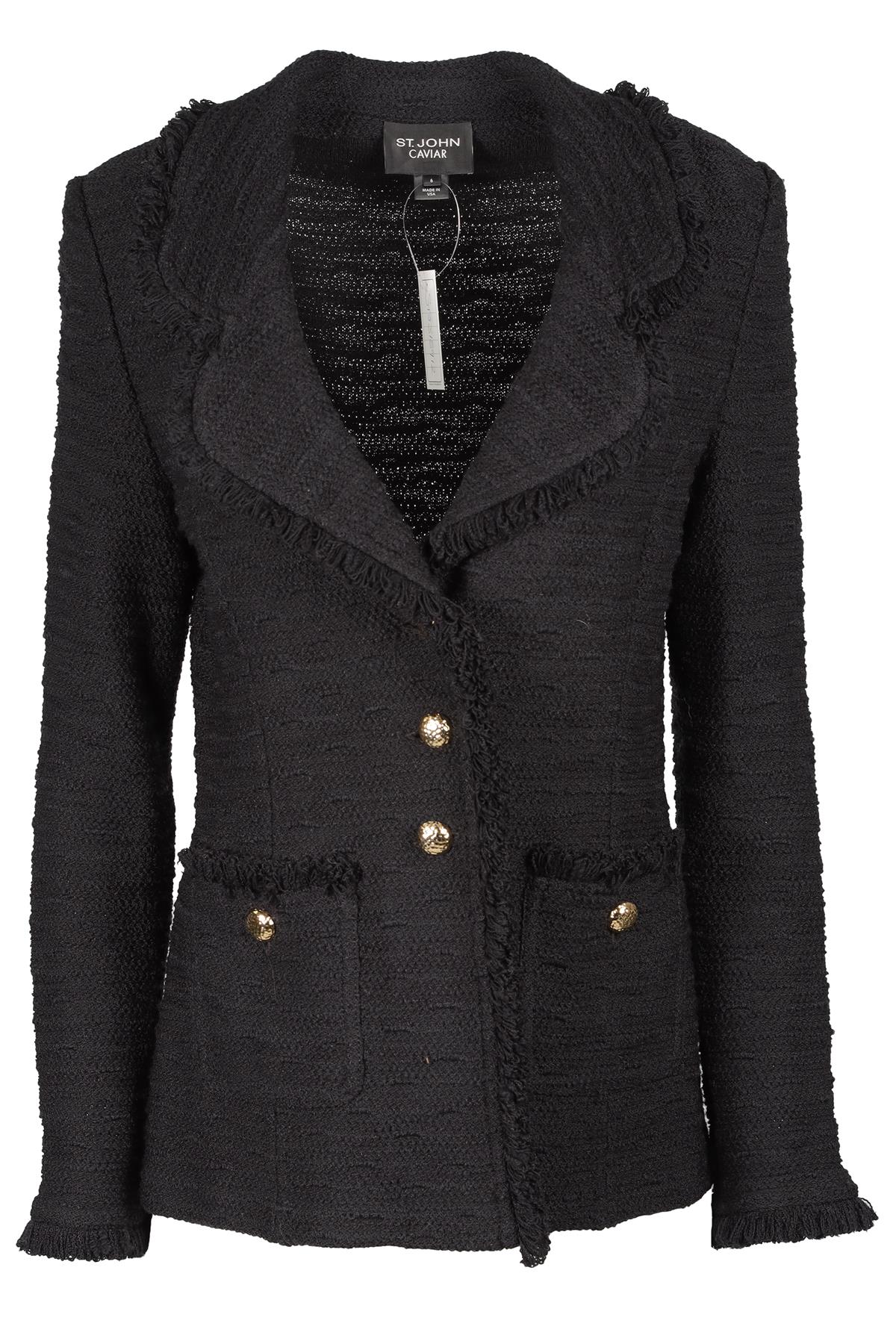 ST JOHN'S CAVIAR BLACK WOOL JACKET US 6 UK 10