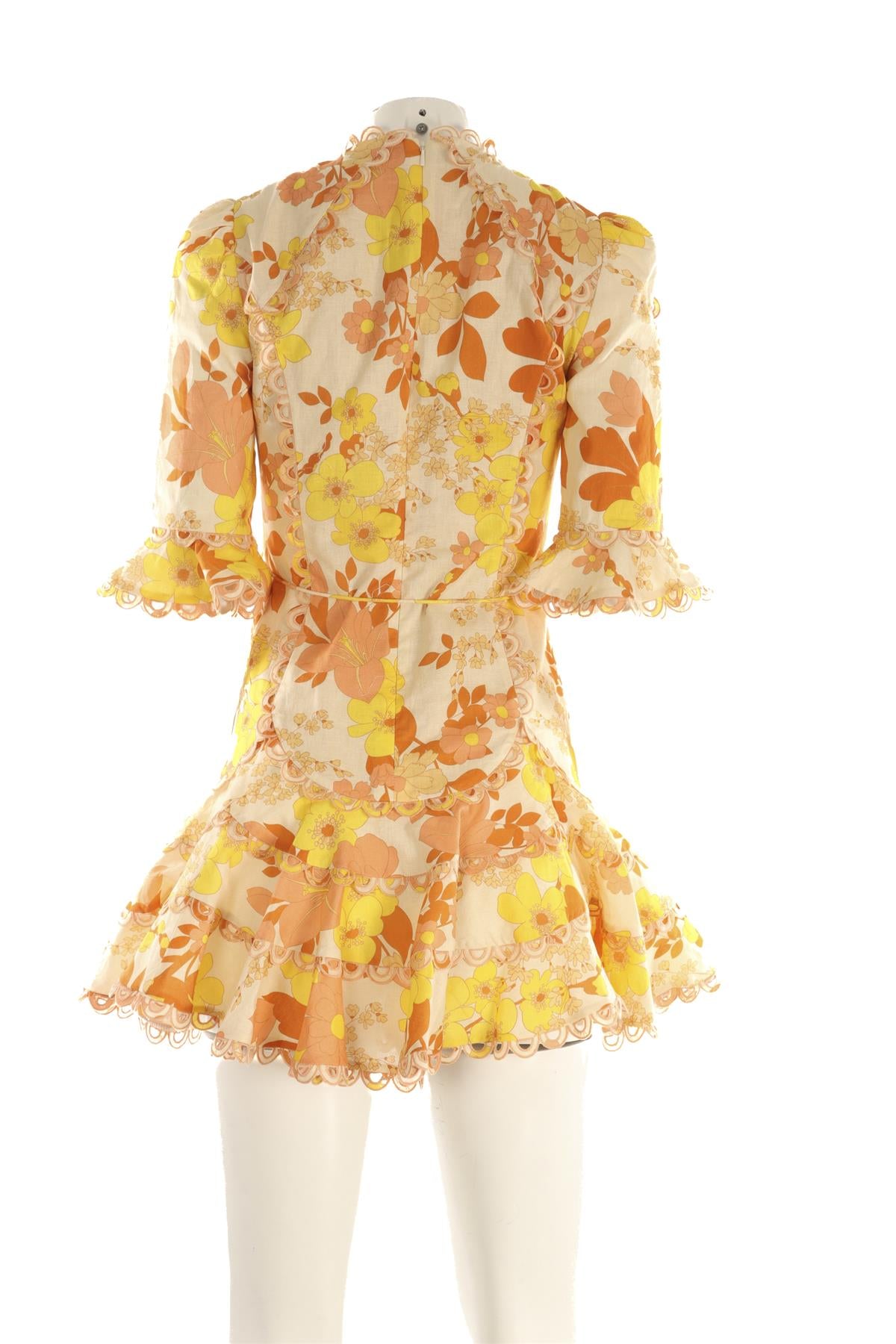 ZIMMERMANN MULTI LINEN MINI DRESS UK 10