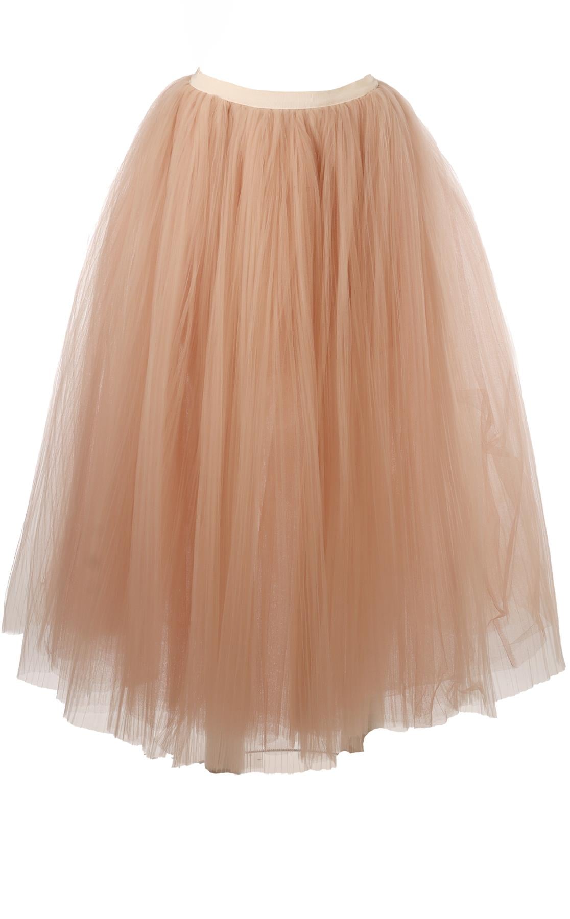 KHAITE PINK TULLE MIDI SKIRT SMALL