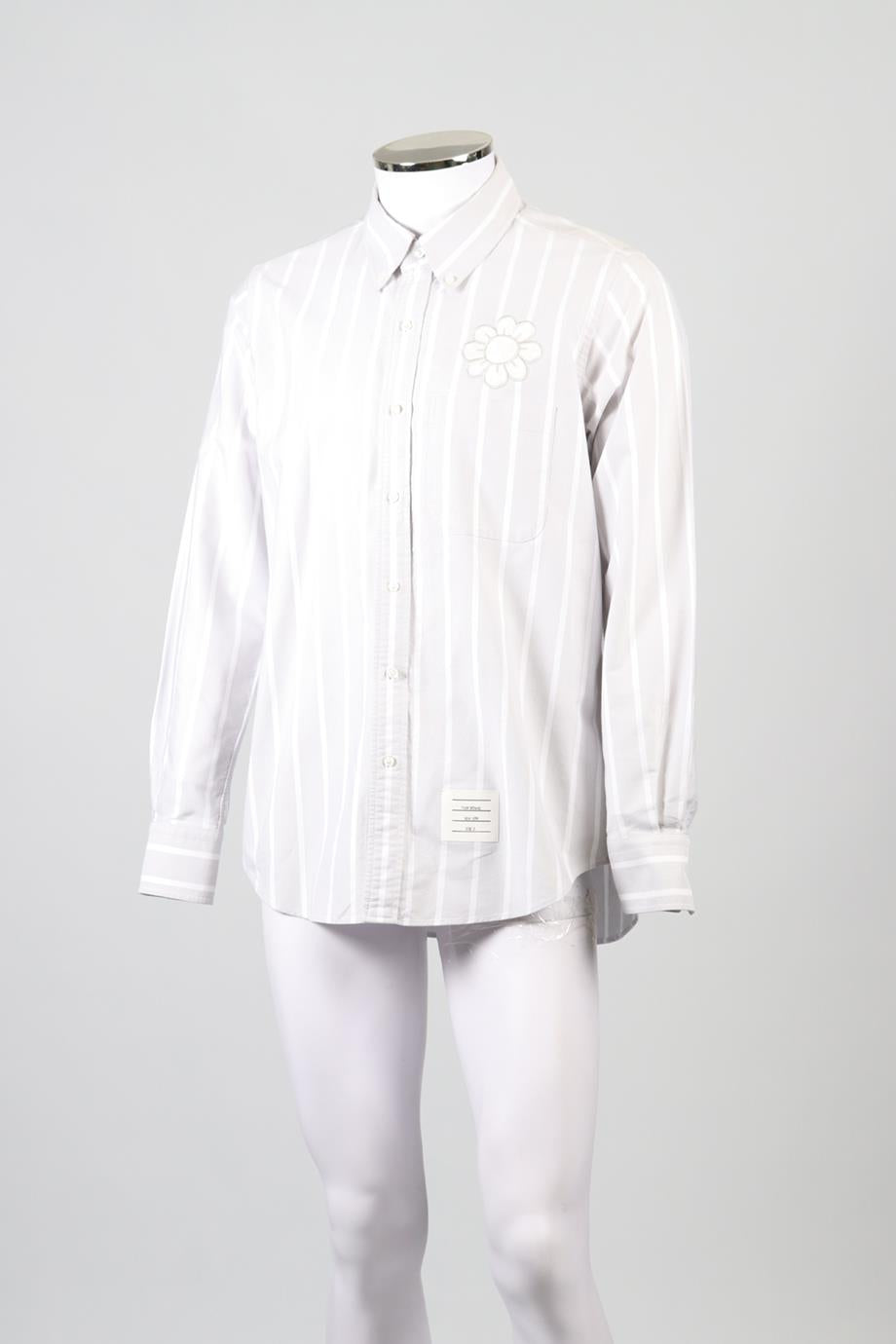 THOM BROWNE MEN'S STRIPED COTTON SHIRT LARGE
