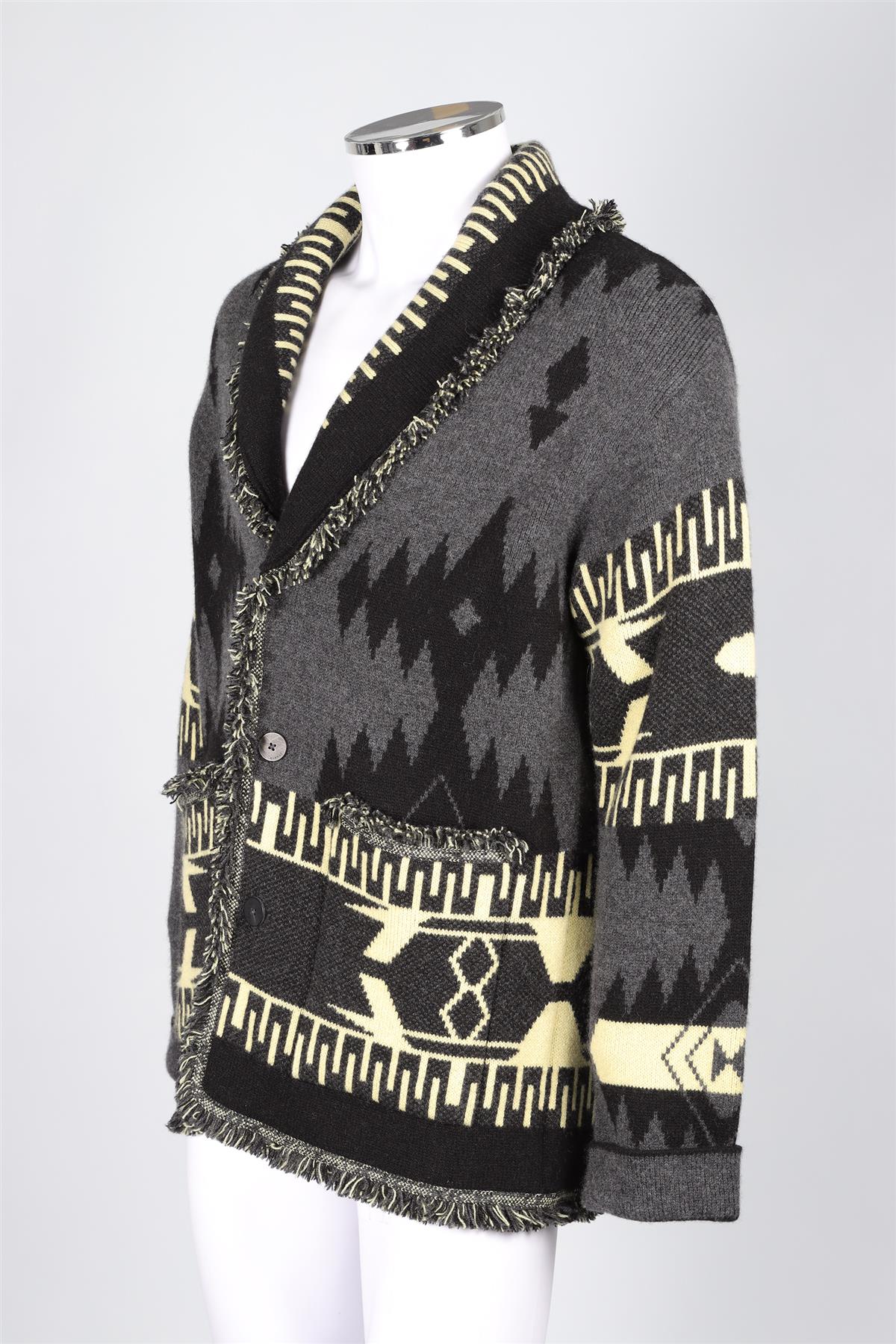 ALANUI GREY MEN'S CASHMERE CARDIGAN MEDIUM