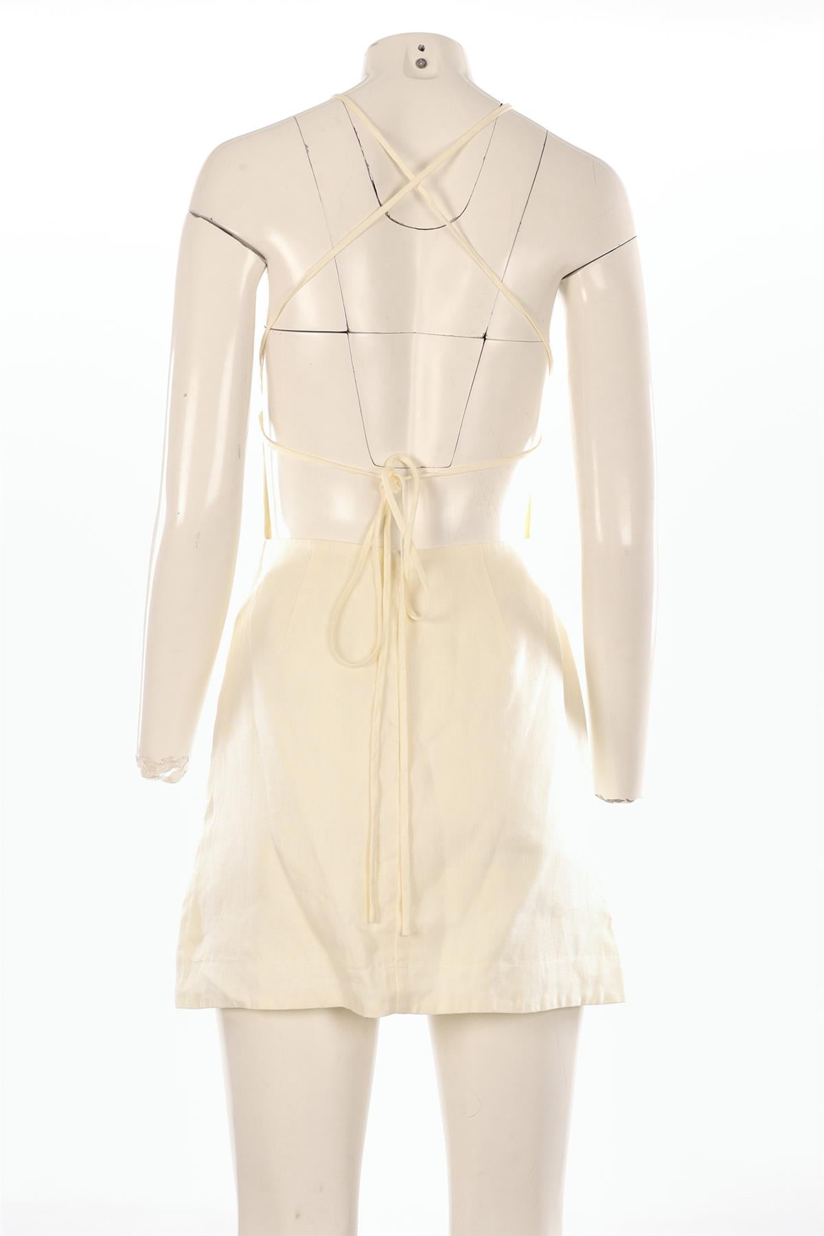 BONDI BORN YELLOW LINEN MINI DRESS XSMALL