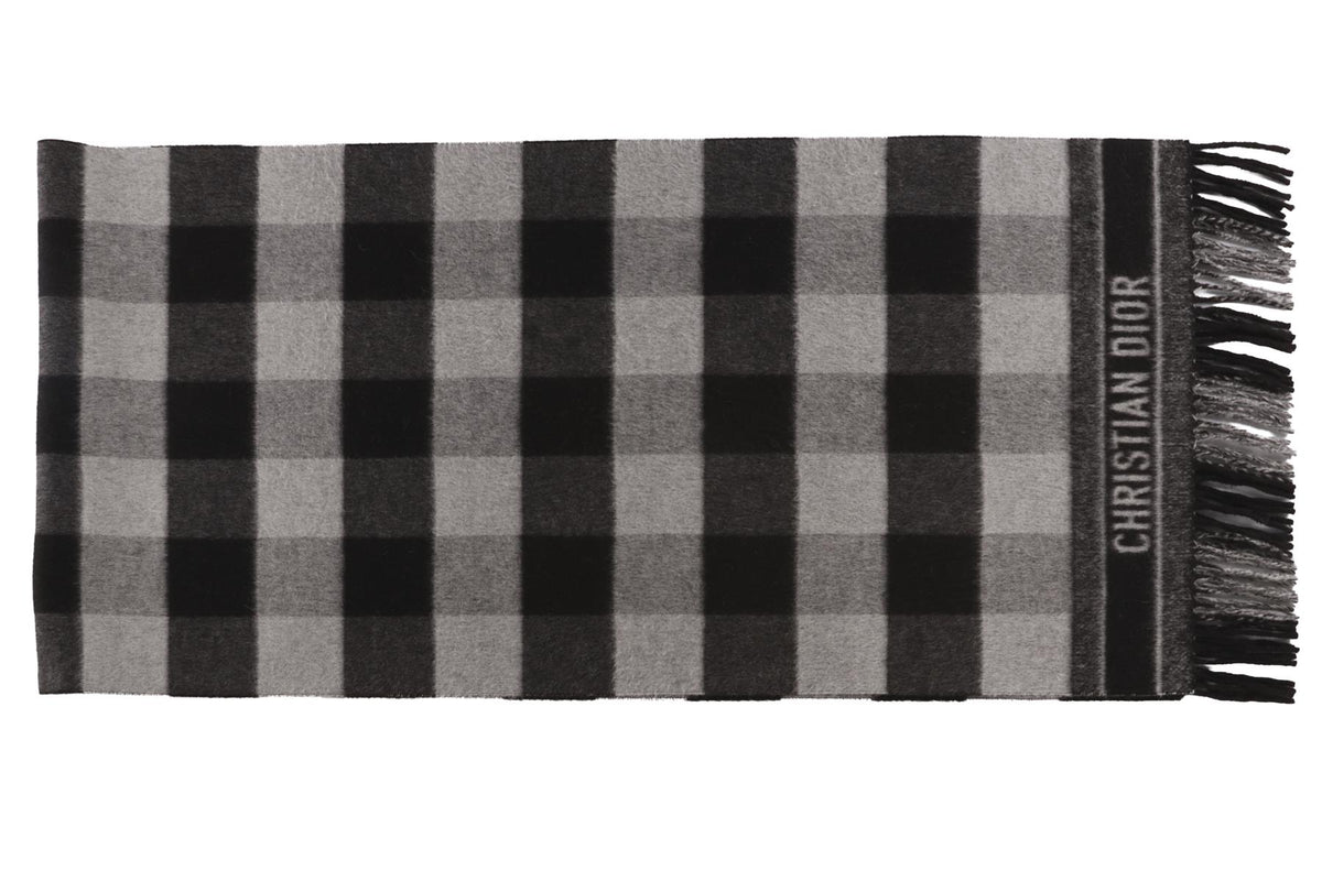 CHRISTIAN DIOR BLACK WOOL SCARF