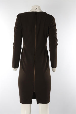 ROLAND MOURET GREEN CADY MIDI DRESS UK 10