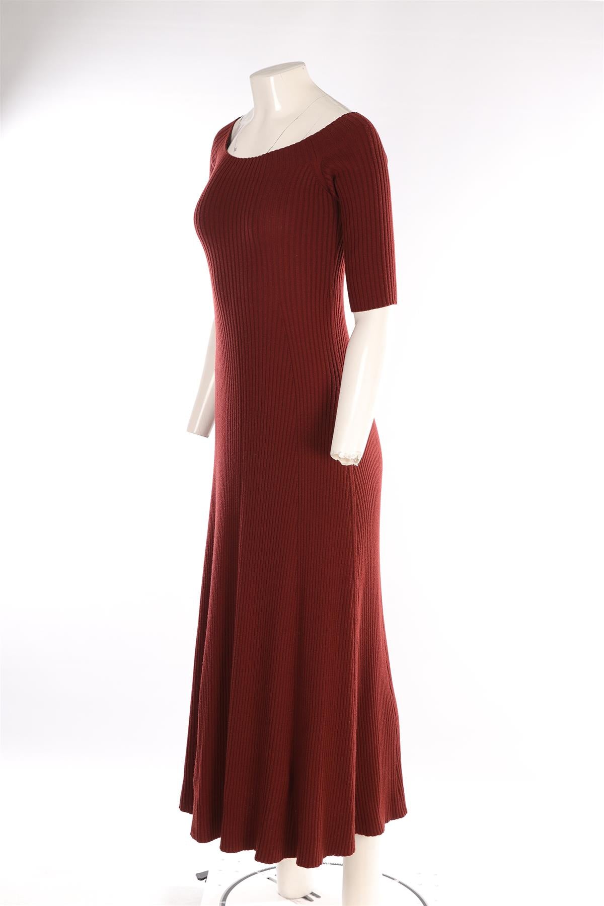 CHLOÉ BURGUNDY WOOL MAXI DRESS MEDIUM
