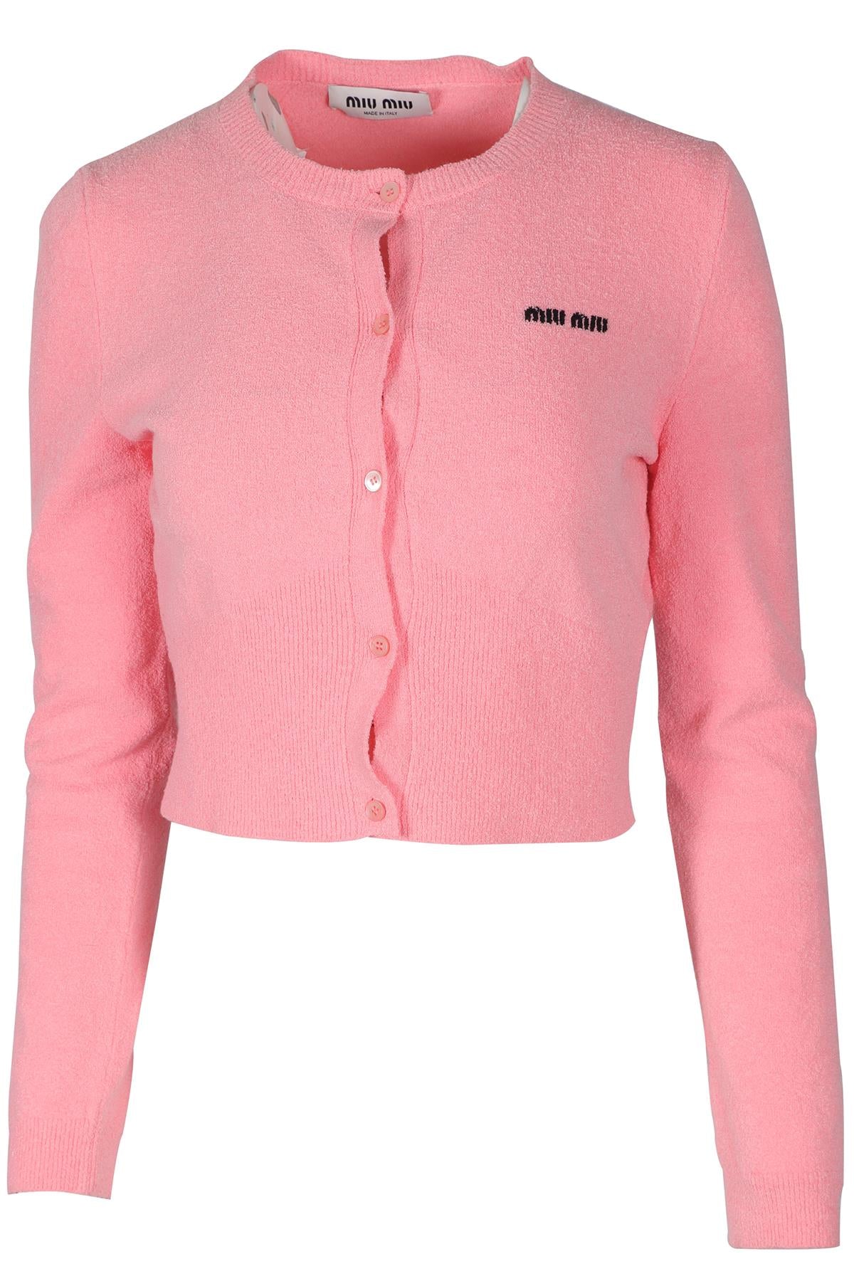 MIU MIU PINK COTTON CARDIGAN IT 42 UK 10