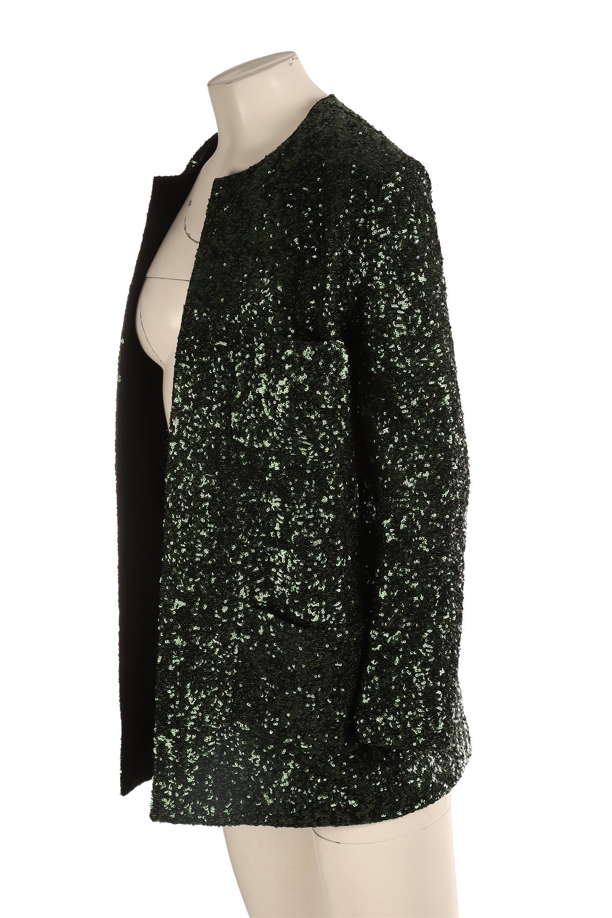 JULIE DE LIBRAN GREEN SEQUIN JACKET FR 36 UK 8