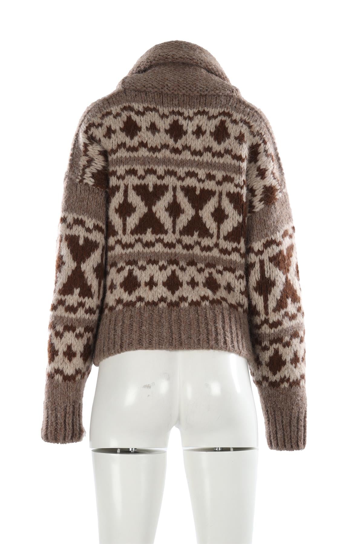 FRAME BROWN ALPACA CARDIGAN SMALL