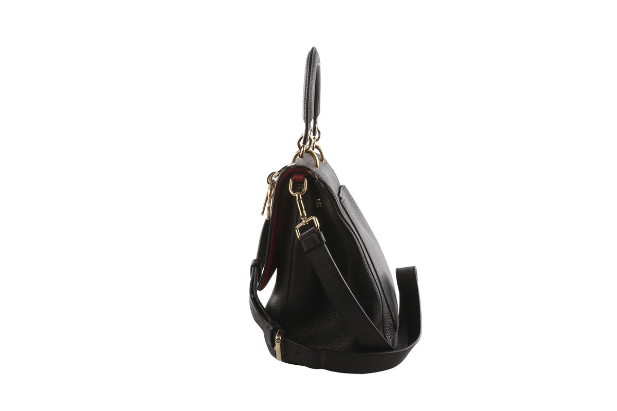CHRISTIAN DIOR BLACK BE DIOR FLAP MEDIUM LEATHER TOTE BAG