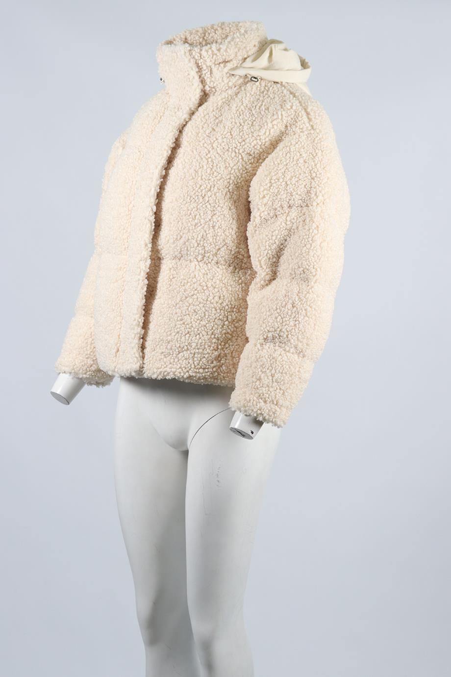 MAJE QUILTED PADDED FAUX SHEARLING JACKET UK 6