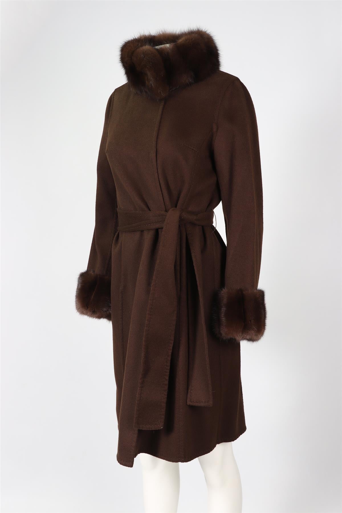 HOCKLEY BROWN SABLE FUR AND CASHMERE COAT FR 42 UK 14