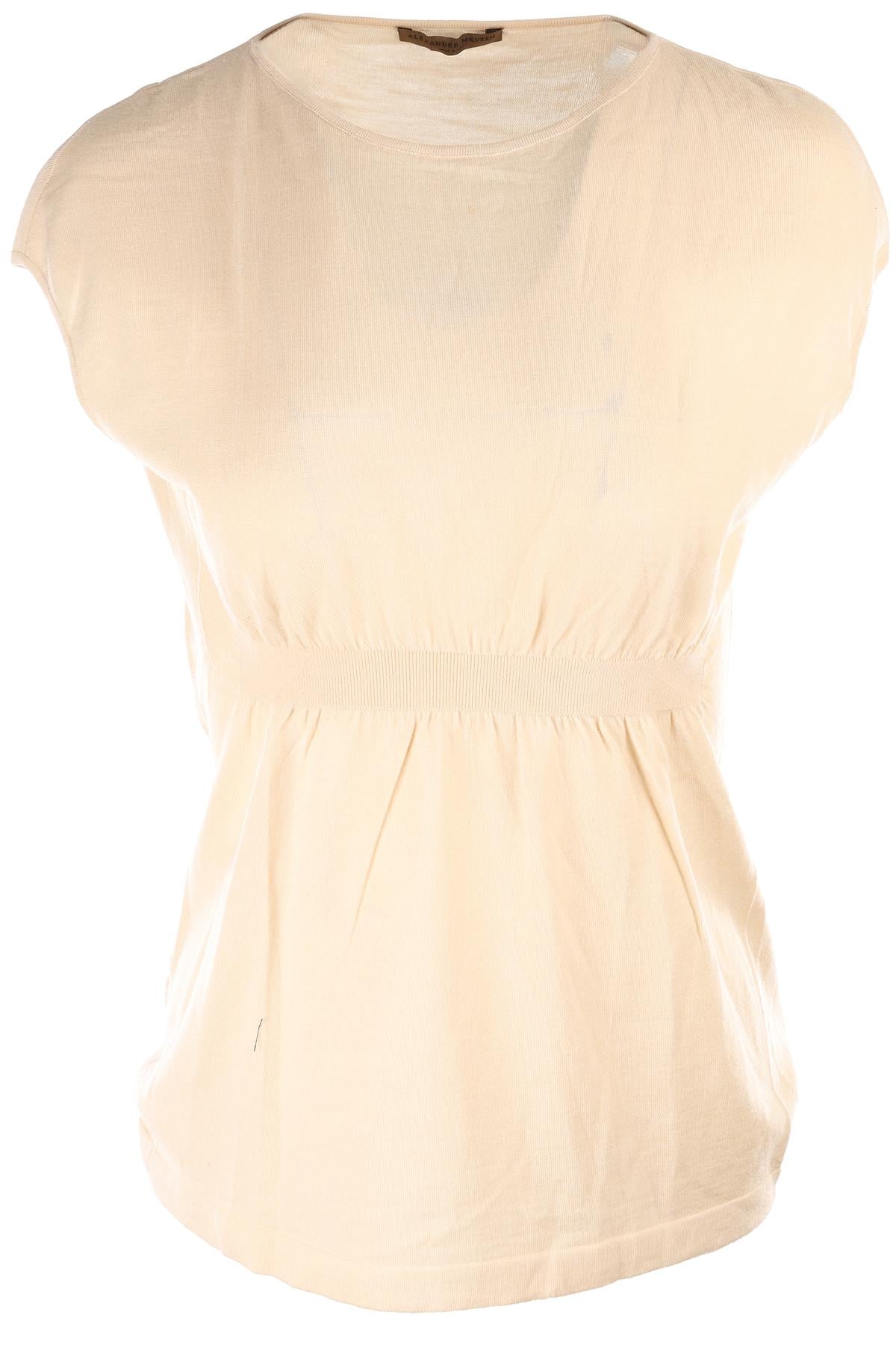 ALEXANDER MCQUEEN BEIGE WOOL TOP MEDIUM