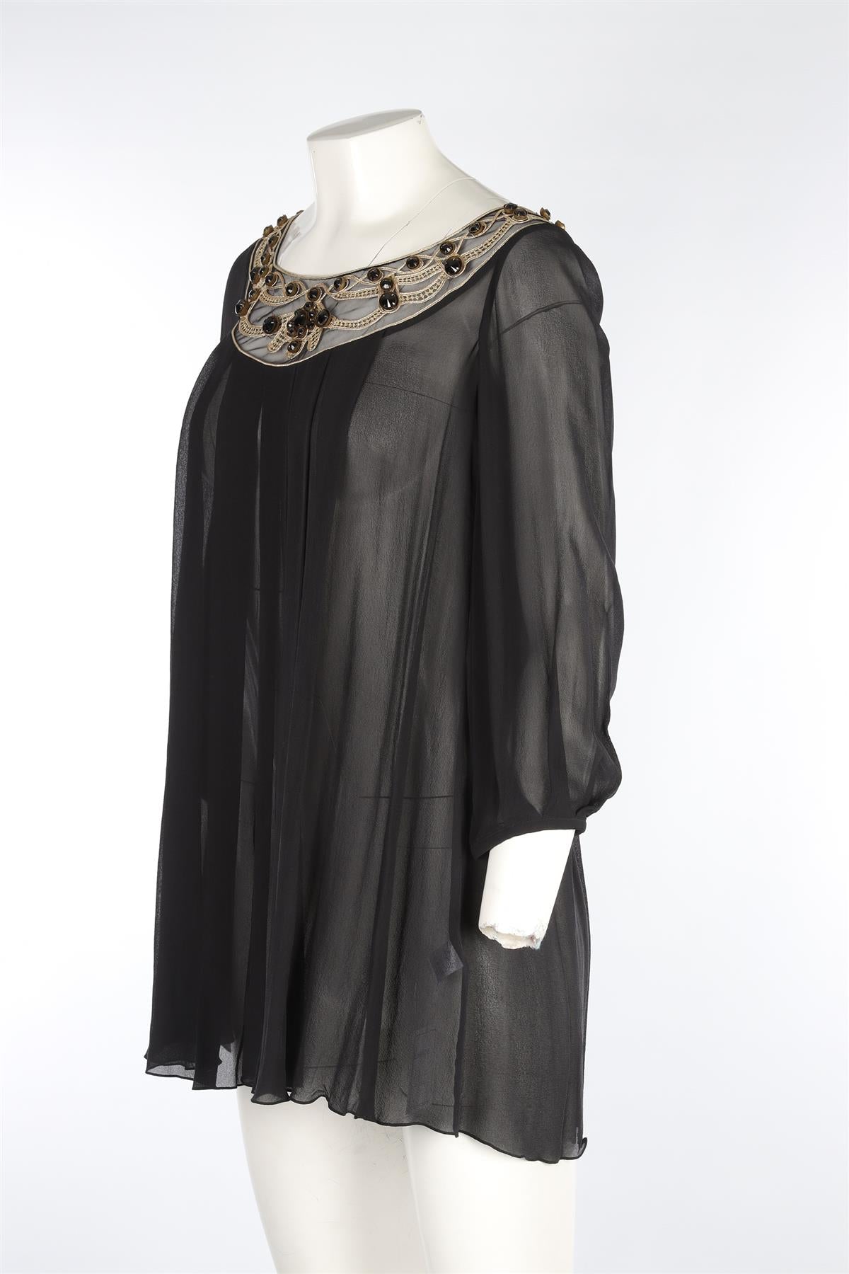 TEMPERLY LONDON BLACK SILK MINI DRESS UK 8