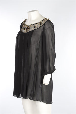 TEMPERLY LONDON BLACK SILK MINI DRESS UK 8