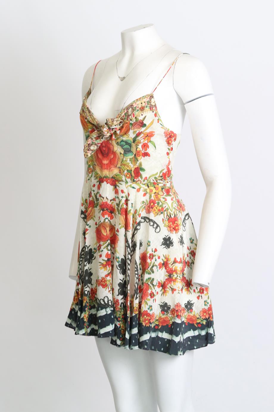 CAMILLA FLORAL PRINT SILK MINI DRESS UK 8