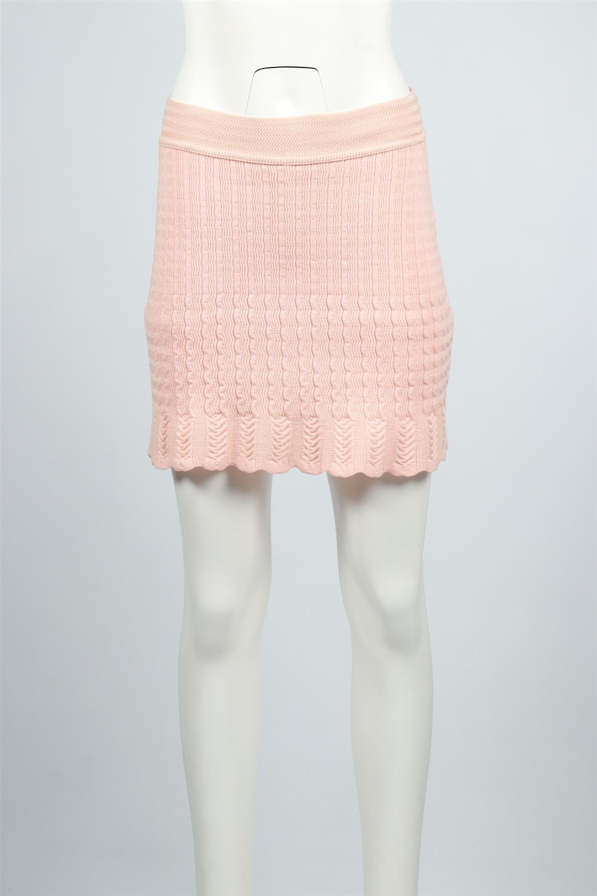 ALAÏA PINK 1990 WOOL BLEND MINI SKIRT XSMALL