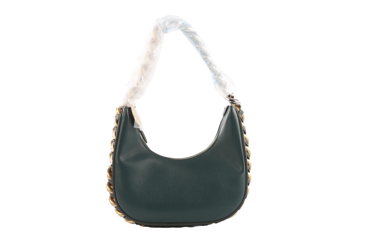 STELLA MCCARTNEY GREEN FRAYME SMALL FAUX LEATHER SHOULDER BAG