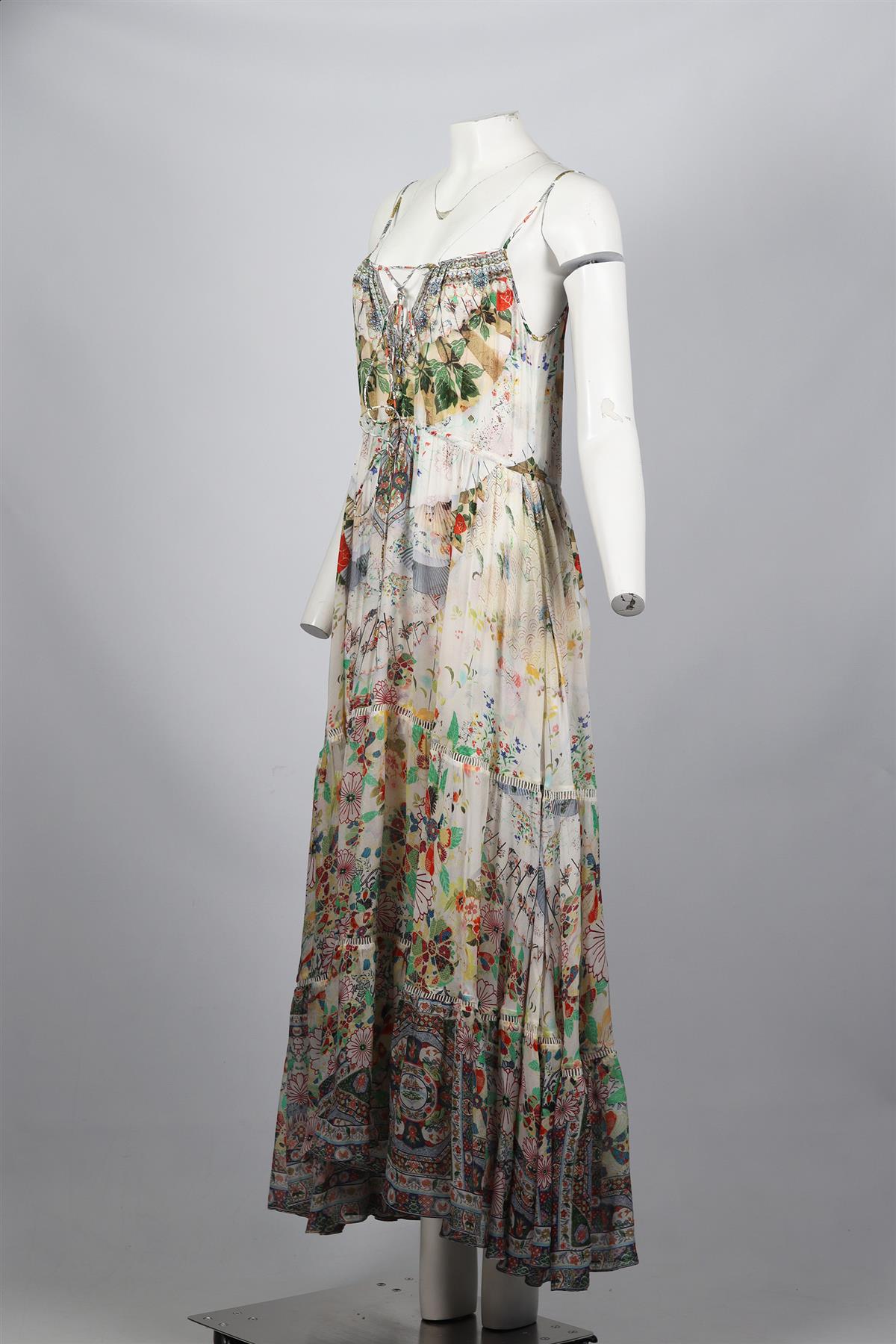 CAMILLA CRYSTAL AND SILK MAXI DRESS SMALL