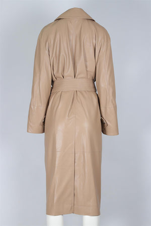 NANUSHKA BEIGE LEATHER TRENCH COAT SMALL