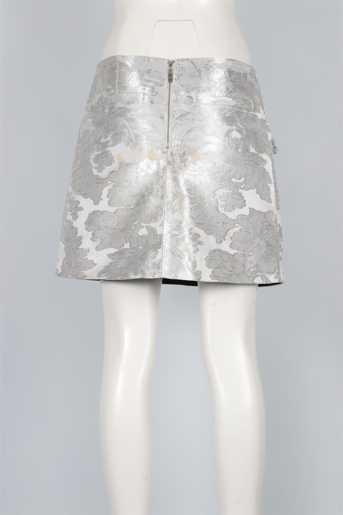 LOUIS VUITTON SILVER 2018 JACQUARD MINI SKIRT FR 40 UK 12
