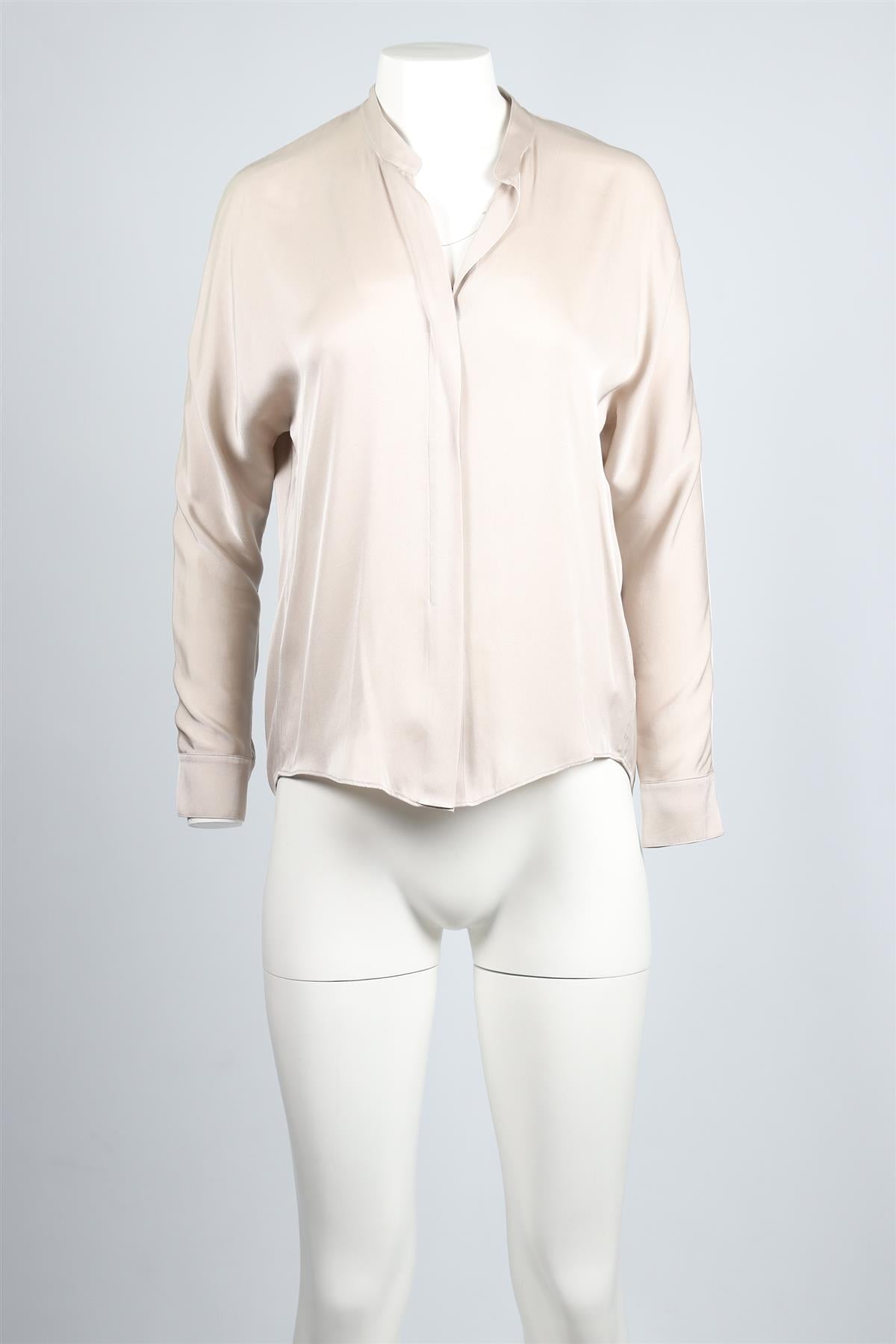 VINCE TAUPE SILK BLEND TOP US 2 UK 6