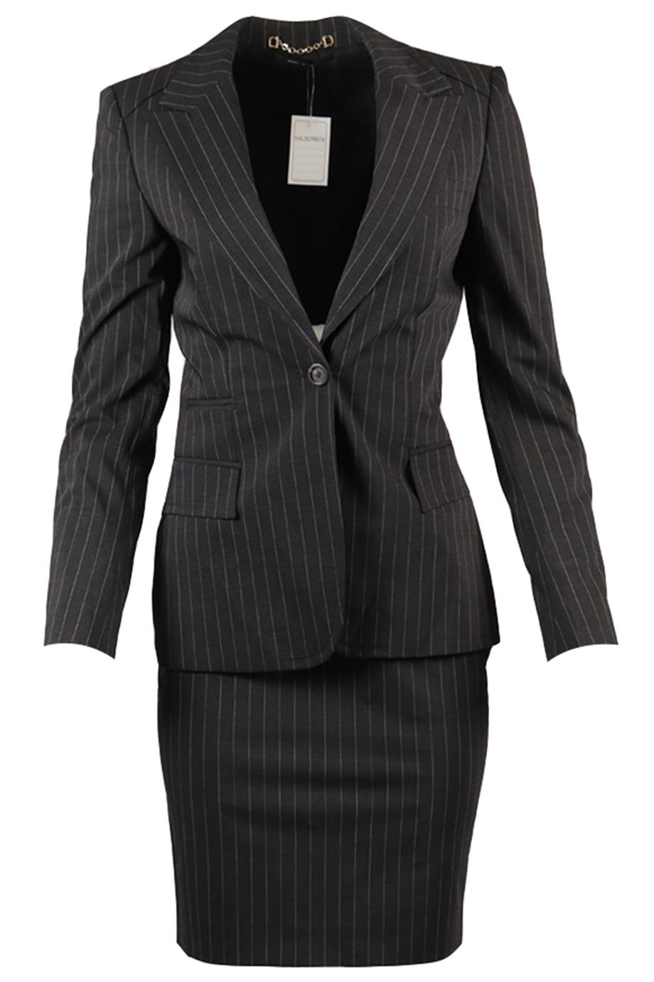 GUCCI PINSTRIPE WOOL BLEND SKIRT SUIT IT 40-42 UK 8-10