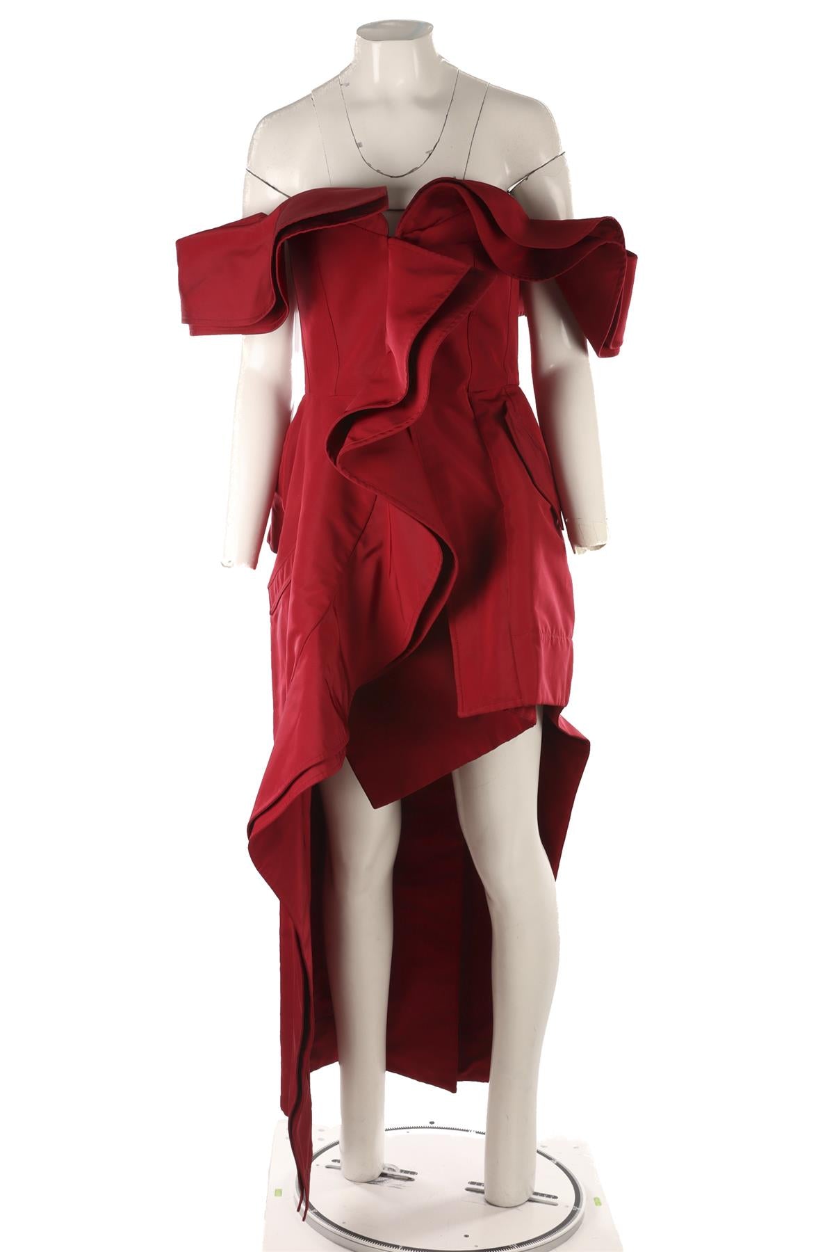 ALEXANDER MCQUEEN RED WOVEN MIDI DRESS IT 44 UK 12