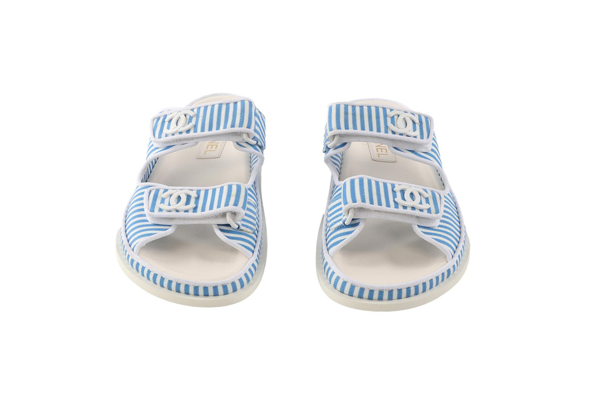 CHANEL BLUE 2024 DAD CANVAS SANDALS EU 38 UK 5 US 8