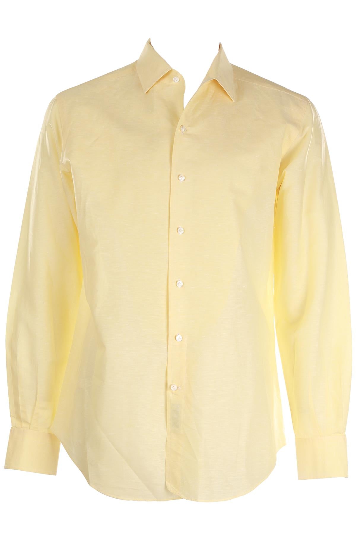 LORO PIANA YELLOW MEN'S LINEN SHIRT MEDIUM
