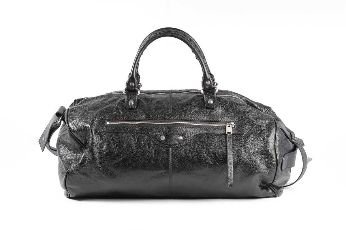 BALENCIAGA BLACK 2017 CITY LEATHER DUFFLE BAG