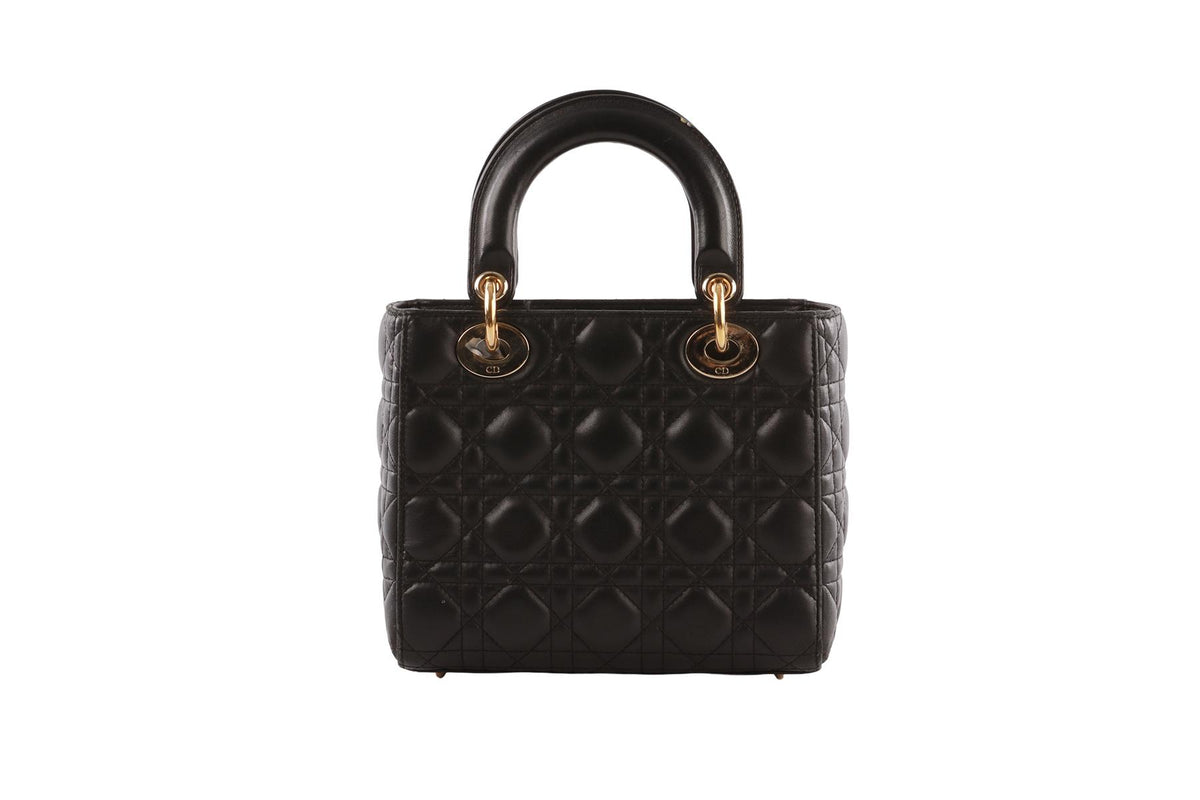 BLACK LADY DIOR MY ABCDIOR SMALL CANNAGE LEATHER TOTE BAG