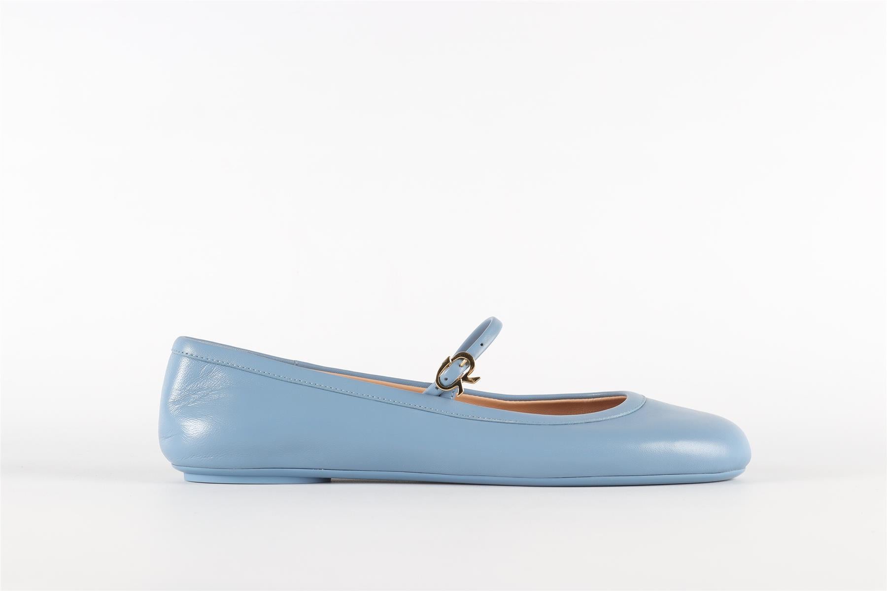 GIANVITO ROSSI BLUE LEATHER BALLET FLATS EU 38 UK 5 US 8