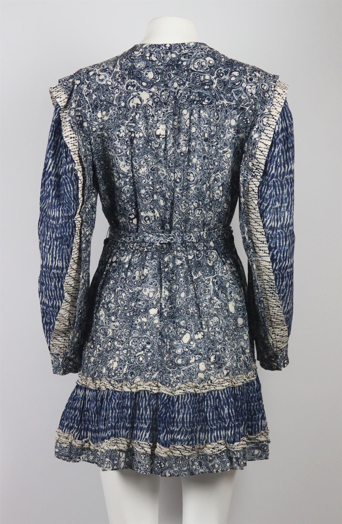 ULLA JOHNSON NOUMI RUFFLED PRINTED COTTON BLEND VOILE MINI DRESS US 10 UK 14