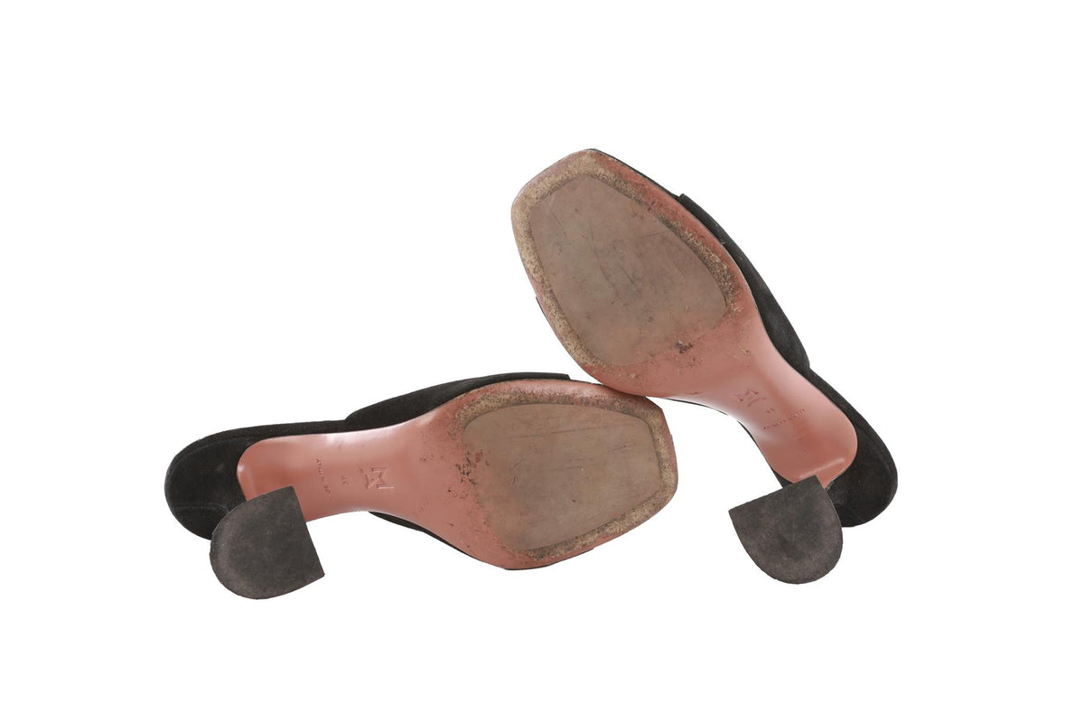 AMINA MUADDI BLACK SUEDE MULES EU 39 UK 6 US 9