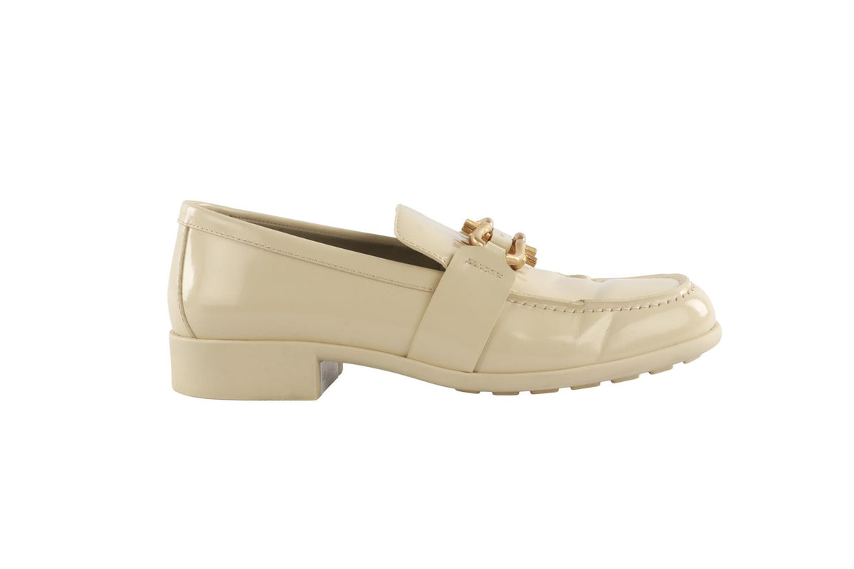 BOTTEGA VENETA CREAM MADAME PATENT LEATHER LOAFERS EU 39.5 UK 6.5 US 9.5