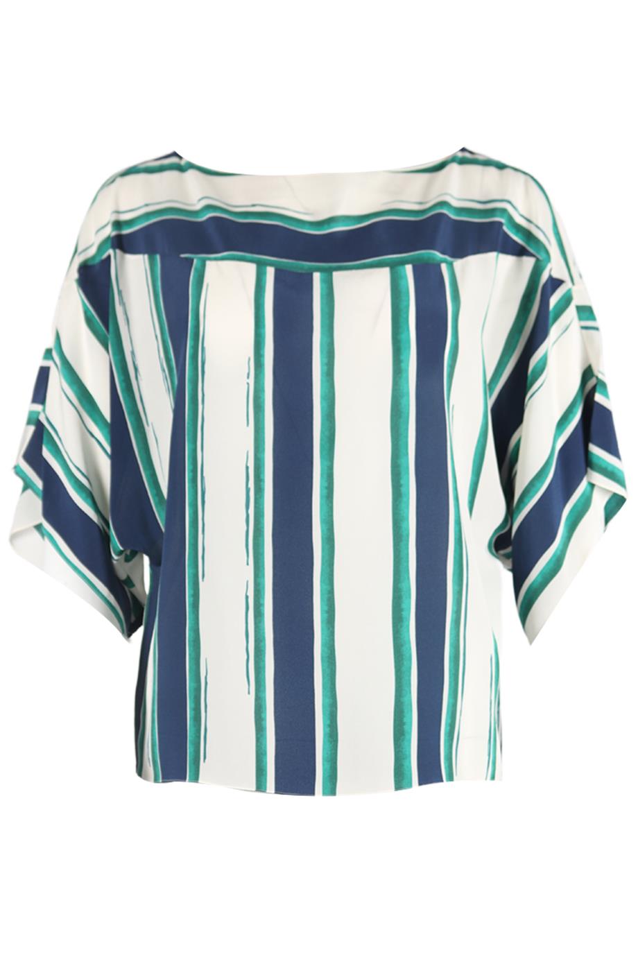 CHLOE STRIPED SILK TOP FR 36 UK 8