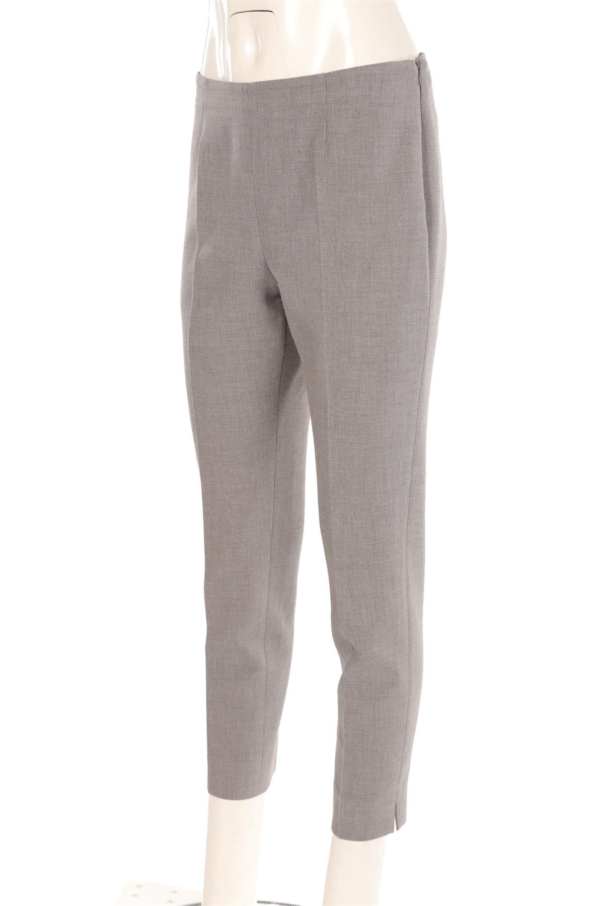 PESERICO GREY WOVEN STRAIGHT LEG PANTS IT 42 UK 10