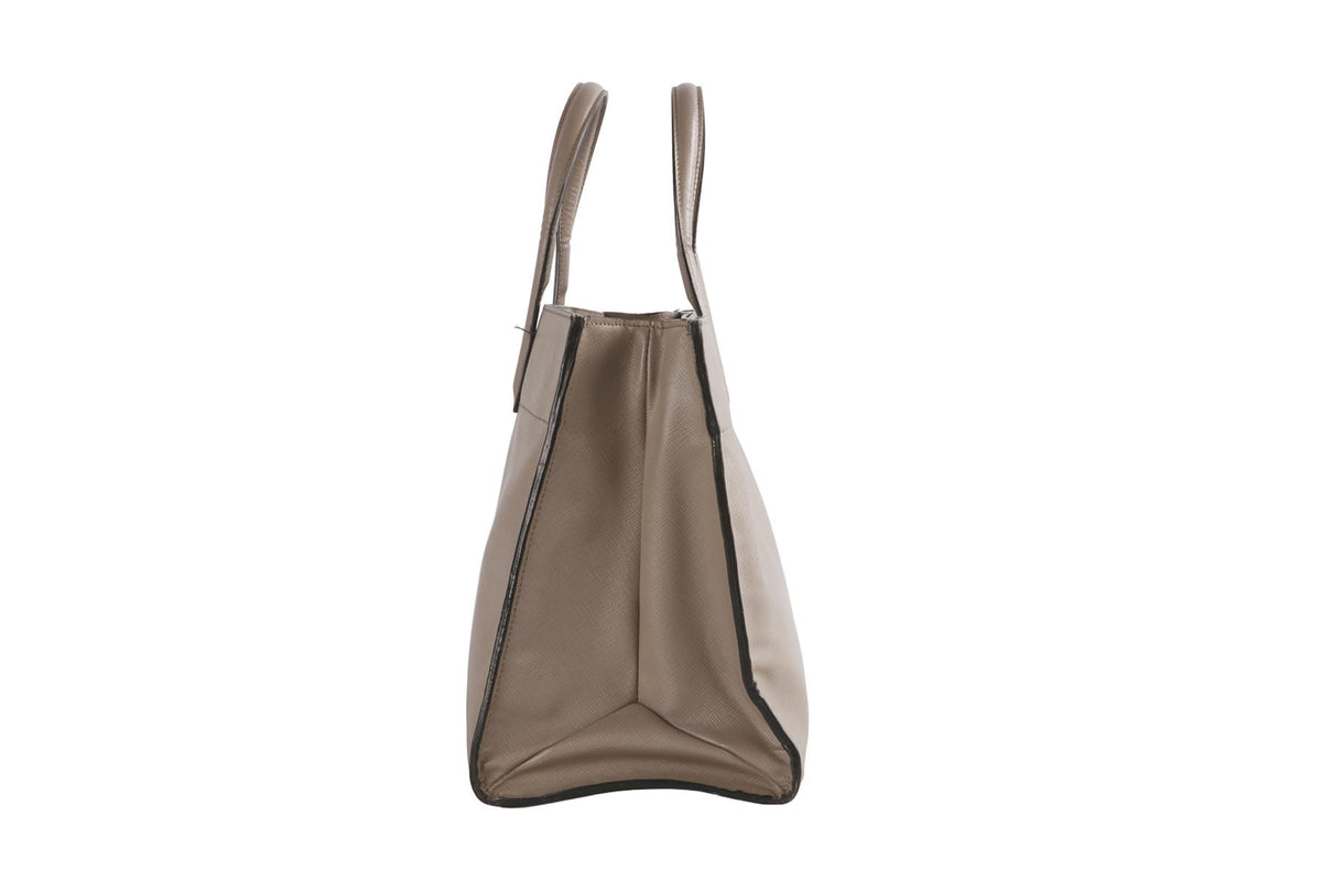 PRADA GREY SOFT TRIPLE POCKET SAFFIANO LEATHER TOTE BAG