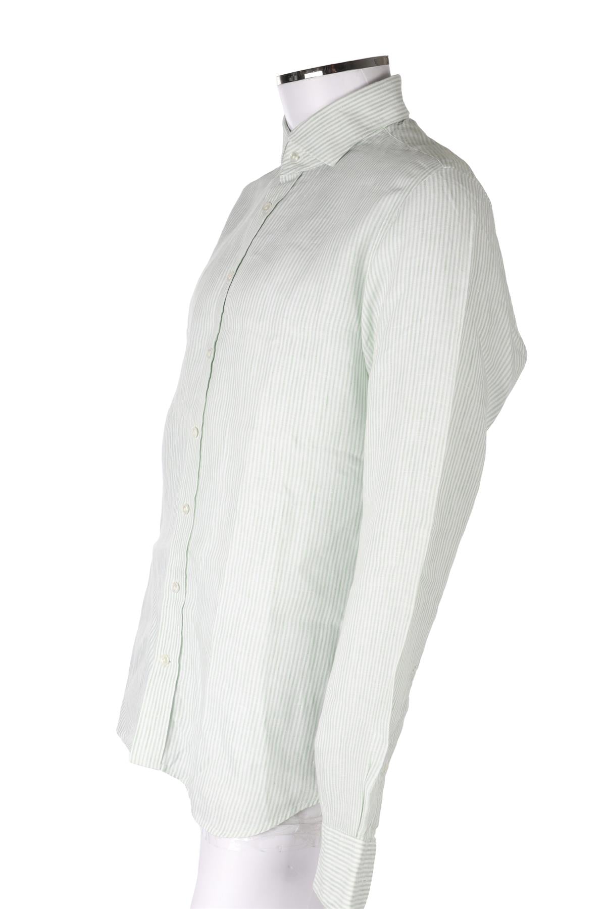 THOM SWEENEY GREEN MEN'S LINEN SHIRT UK/US COLLAR 17