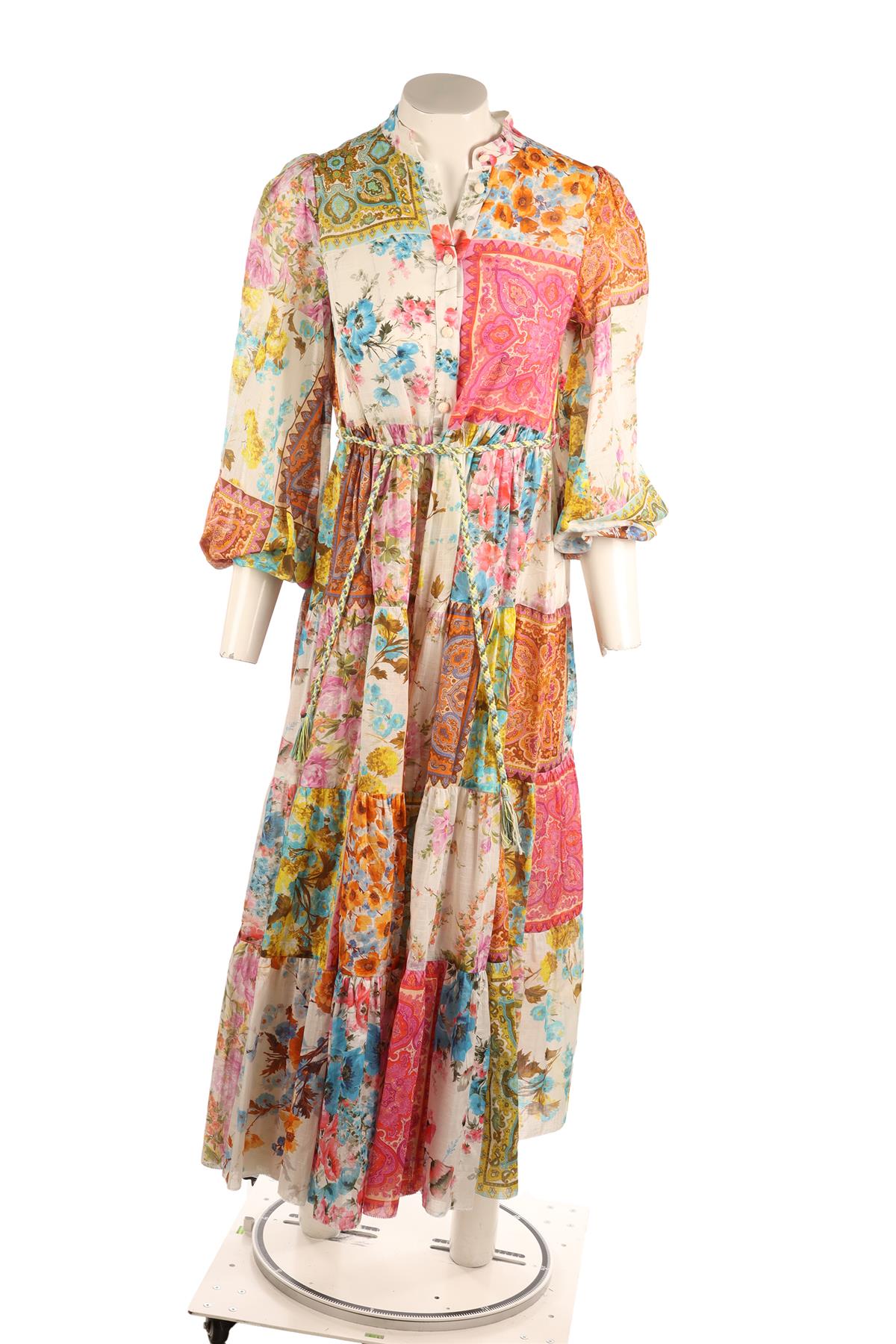 ZIMMERMANN MULTI COTTON MAXI DRESS 0 UK 8
