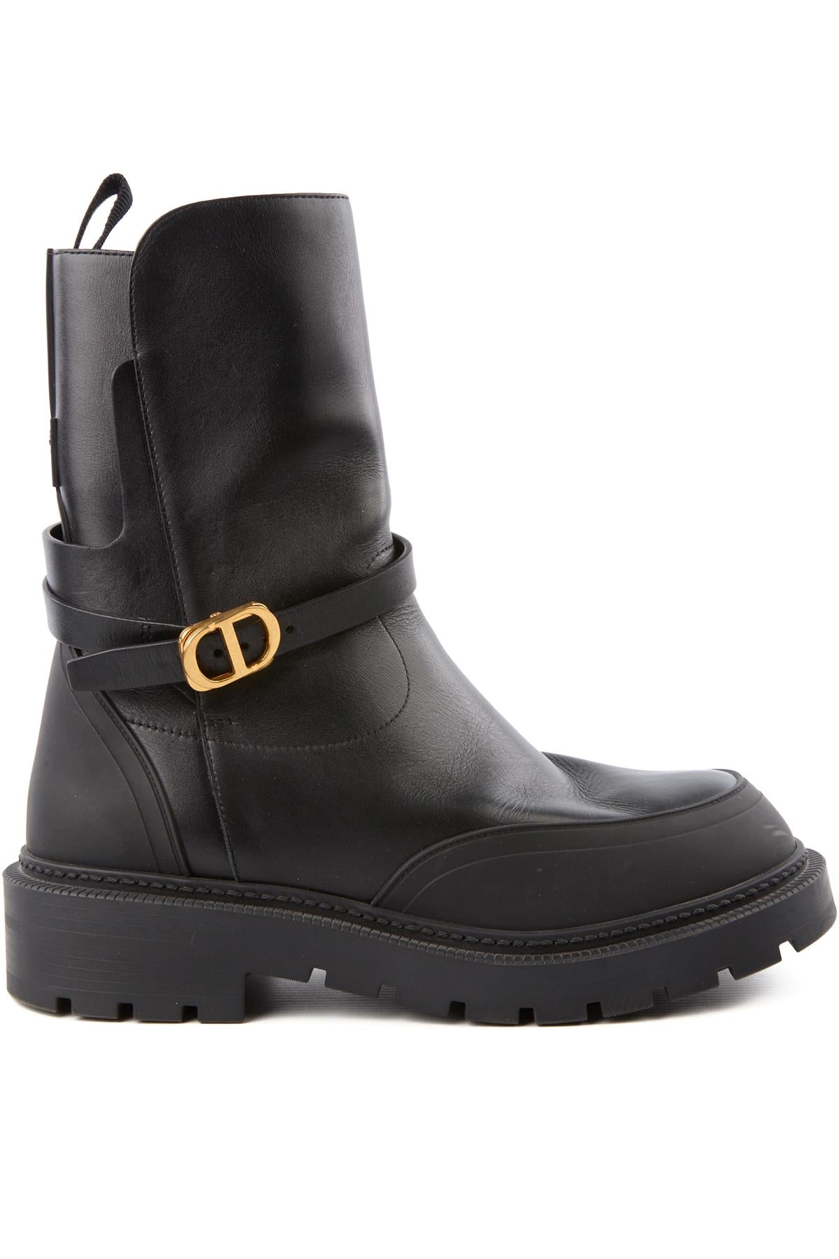 CHRISTIAN DIOR BLACK EMPREINTE LEATHER ANKLE BOOTS EU 38.5 UK 5.5 US 8.5