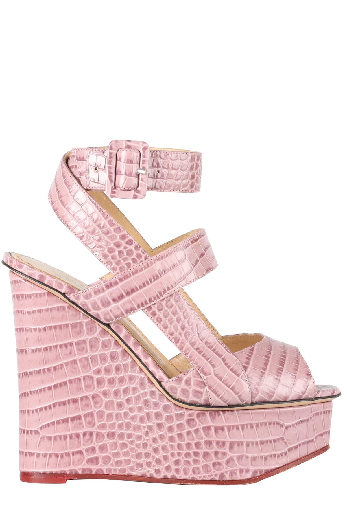 CHARLOTTE OLYMPIA PURPLE LEATHER WEDGE SANDALS EU 36 UK 3 US 6