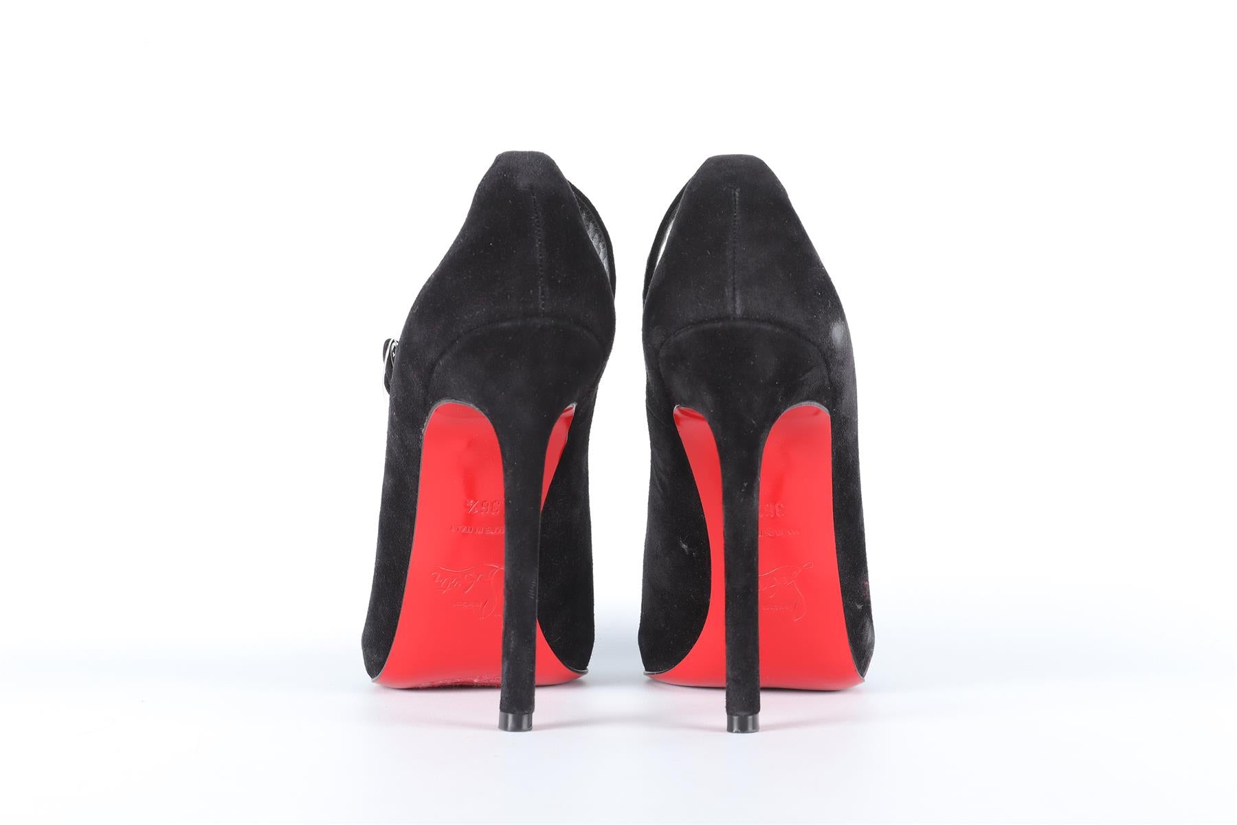 CHRISTIAN LOUBOUTIN BLACK SUEDE SANDALS EU 36.5 UK 3.5 US 6.5