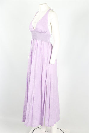 HEIDI KLEIN PURPLE LINEN MAXI DRESS MEDIUM