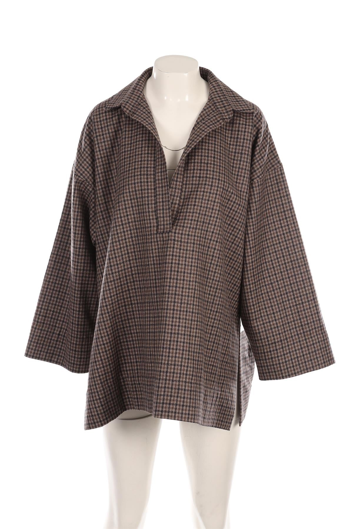 CLOTH.WORK BROWN WOOL SHIRT UK 8-10
