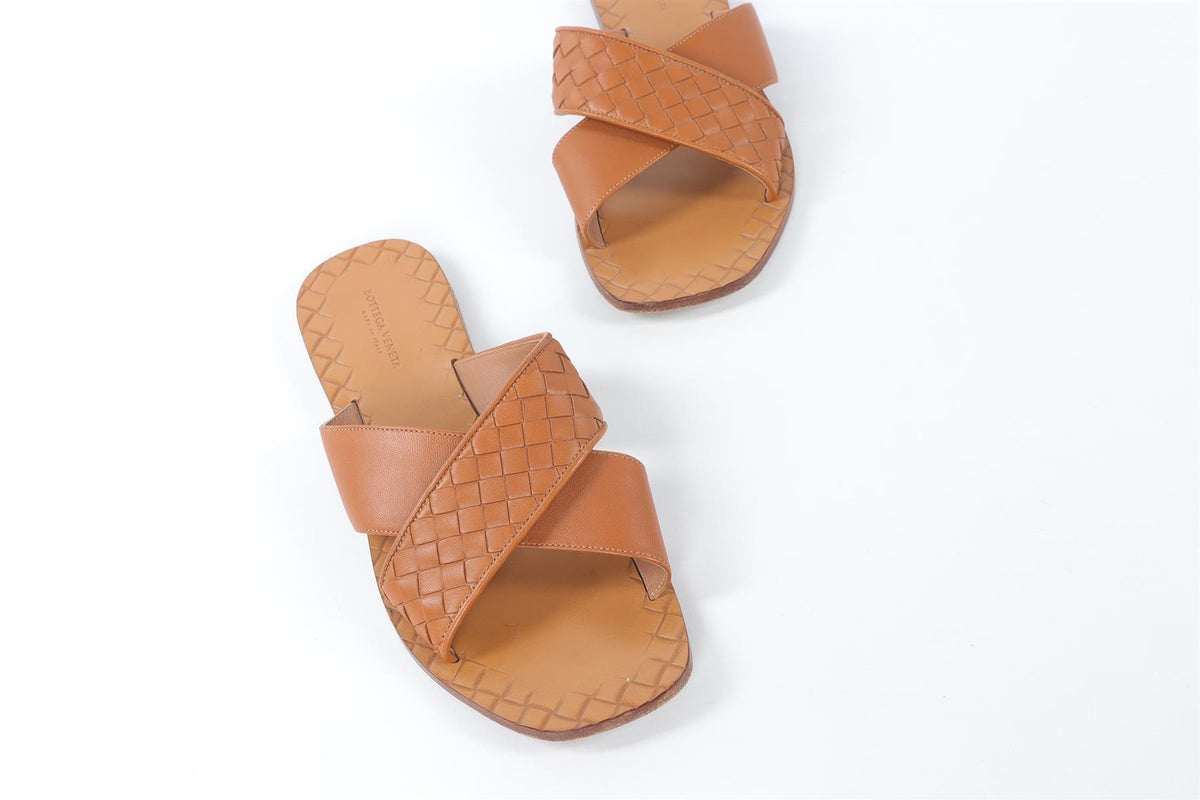 BOTTEGA VENETA BROWN LEATHER SANDALS EU 38 UK 5 US 8